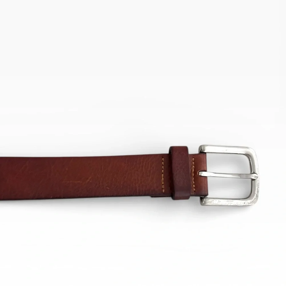 Vineyard Vines Brown Leather Belt Brass Buckle Size 38